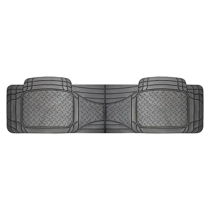 Goodyear Juego de alfombrillas para coche - 3 pzs., Negro - Alfombrilla universal gris para coche con borde elevado y patrón de rombos para mayor protección y durabilidad.