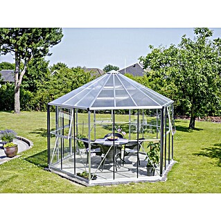 Vitavia Gewächshaus Juno 9000 (Außenmaß inkl. Dachüberstand (B x T): 336 x 383 cm, 3 mm, Aluminium)