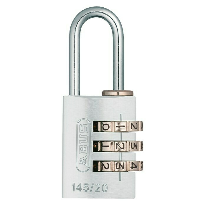 Abus Candado con combinación 145/20 (An x L: 22,5 x 82,5 mm, Aluminio, Número de dígitos en combinación: 3 cifras, Plateado)