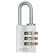 Abus Candado con combinación 145/20 (An x L: 22,5 x 82,5 mm, Aluminio, Número de dígitos en combinación: 3 cifras, Plateado)