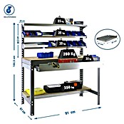 Simonrack Simonwork Banco de trabajo BT1 Box Mobile (L x Al: 61 x 144,5 cm, Ancho: 91 cm, Capacidad de carga: 280 kg, Gris)