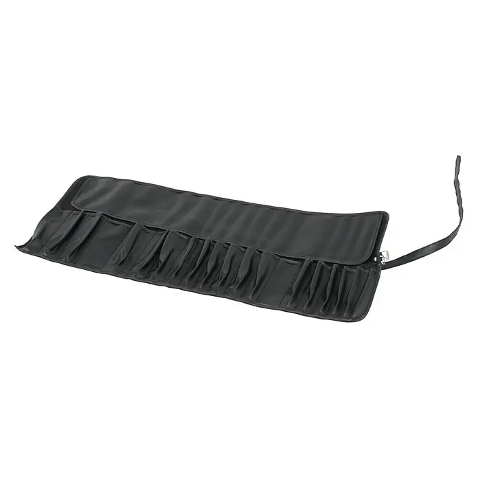 Hepco & Becker Werkzeugtasche Easy 7020 - Kunstleder, 20 Steckplätze - Eine schwarze Werkzeugrolle mit mehreren Fächern zum Aufbewahren und Transportieren von Werkzeugen. Ideal für Handwerker und Hobbybastler.
