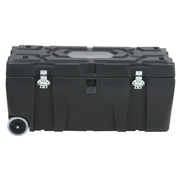 Hepco & Becker Aufbewahrungs- & Transportbox Strongmate 2001 - L x B x H: 400 x 1.000 x 470 mm, 100 l, High Density Polyethylen (HDPE) - Robuste, schwarze Werkzeugkiste mit Rädern und Metallverschlüssen für einfachen Transport und sichere Aufbewahrung.
