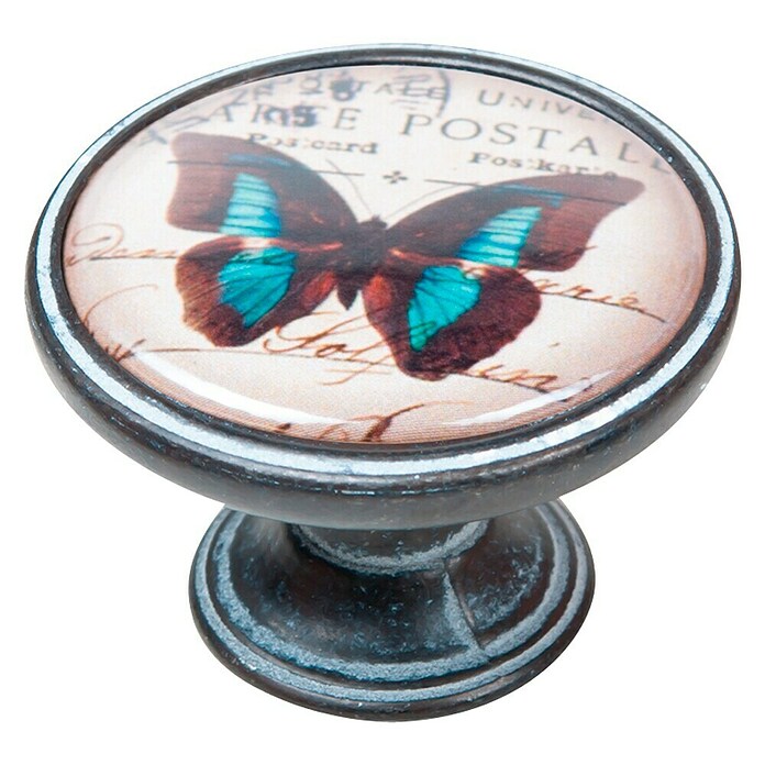 Nesu Pomo para muebles Mariposa (Ø x Al: 37 x 26 mm, Metal)