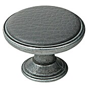Nesu Pomo para muebles Piel gris (Ø x Al: 37 x 26 mm, Metal)