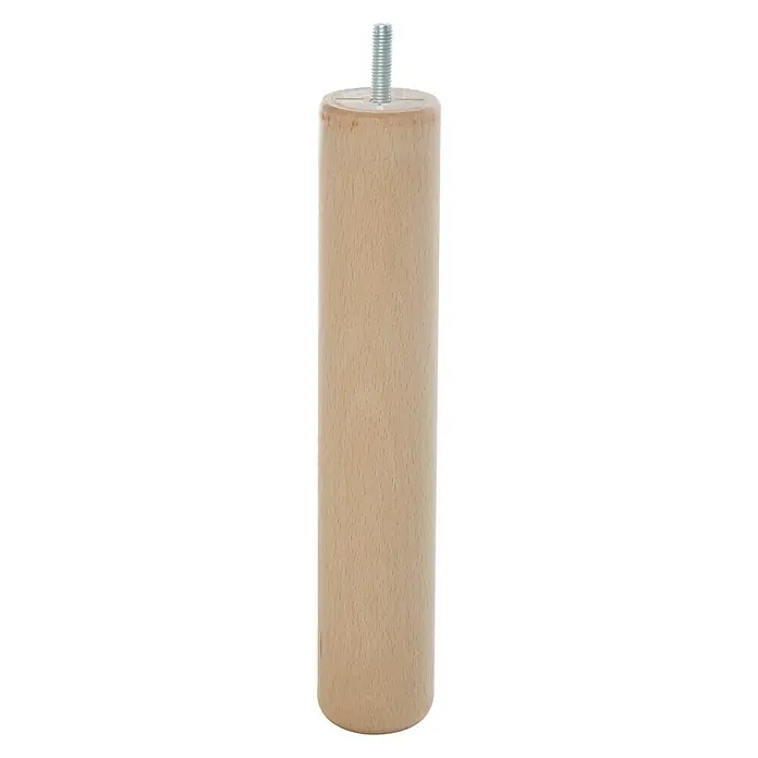 Rei Pata para muebles 2-931.250.95 - Ø x L: 4,7 x 25 cm, Capacidad de carga: 30 kg, Madera, Haya - Pata de madera con rosca para fijación a muebles. Diseño robusto y natural para aplicaciones versátiles.