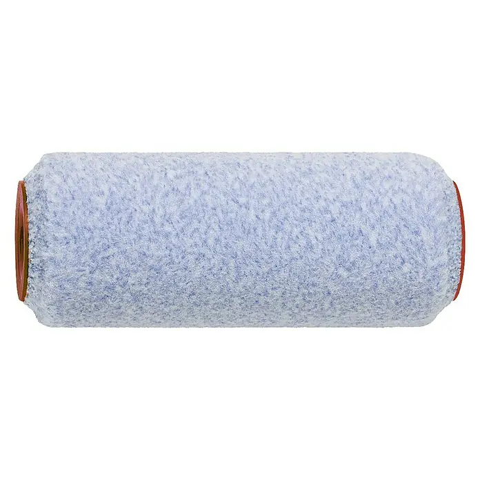 Recambio de rodillos Extraliso - Anchura cilindro: 18 cm, Diámetro: 4,8 cm - Primer plano de un rodillo de pintura azul con extremo rojo, diseñado para una aplicación precisa y uniforme de la pintura.