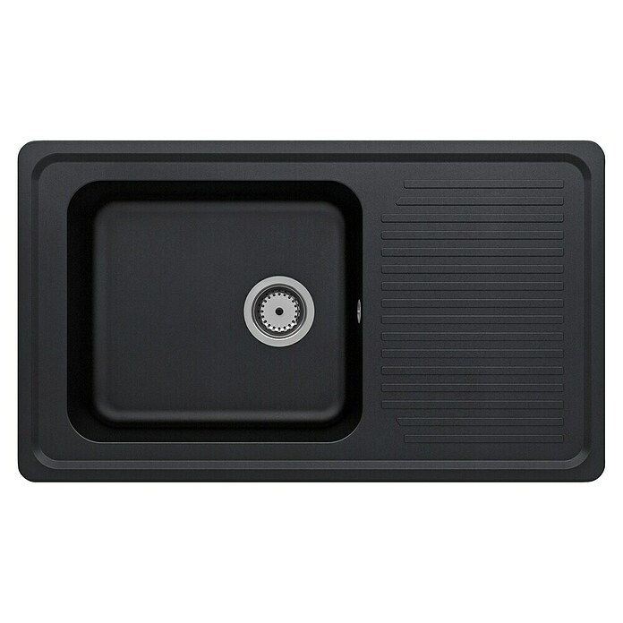 Carea Fregadero encastrable (86 x 50 cm, 1 cubeta, CAREAlith®, Negro)