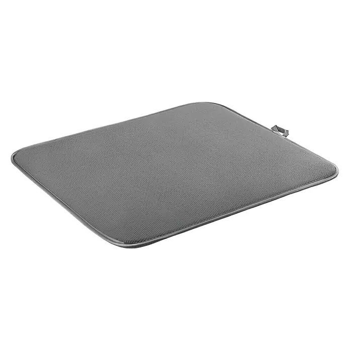 Metaltex Abtropfmatte Softex - 45 x 40 cm, Grau, Mikrofaser - Graue Abtropfmatte mit gerippter Oberfläche und Einfassung für Küchenspüle, um Geschirr trocknen zu lassen.