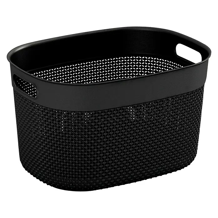 Keter Allzweck-Korb Filo L - L x B x H: 29 x 38 x 22 cm, Dunkel Grau - Schwarzer Korb aus Kunststoff mit Griffen zur Aufbewahrung verschiedener Gegenstände im Haushalt.