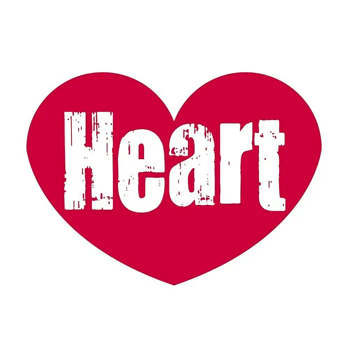 Vinilo de pared Home is - 31 x 31 cm, Gris viejo, Plástico - Corazón rojo con la palabra blanca "Heart" en tipografía grunge, representando amor y pasión.\n