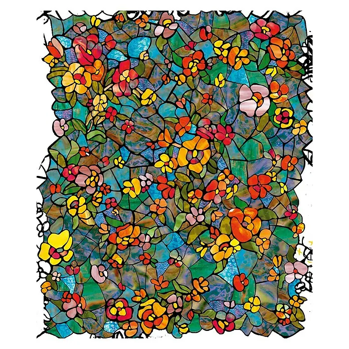 D-c-fix Lámina adhesiva Ventian Garden - L x An: 200 x 45 cm, Multicolor, Autoadhesivo - Lámina para vitral con diseño floral, perfecta para ventanas y puertas de cristal. Crea privacidad con una hermosa exhibición de luz.