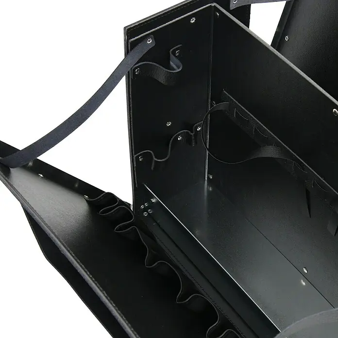 Hepco & Becker Werkzeugtasche Favorit 7123 - Innenmaß: B x T x H: 450 x 340 x 190 mm, Leder, Schwarz - Offene, schwarze Kosmetiktasche mit Fächern und Riemen. Ideal für die Aufbewahrung und den Transport von Beauty-Produkten.