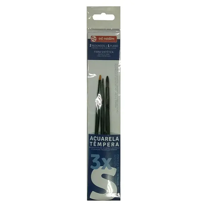 Talens Art Creation Set de pinceles de cerdas WC - 3 pzs., Tamaño pincel: S - Set de 3 pinceles para acuarela y témpera Art Creation con fibras sintéticas, ideal para trabajos de detalle.