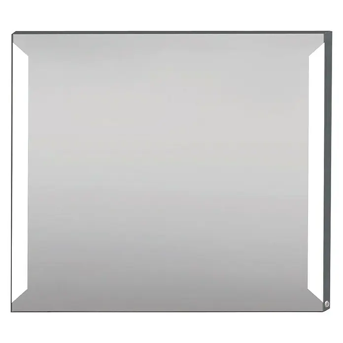 Camargue Espejo con luz Daphne - 80 x 80 cm, Negro - Primer plano de un espejo cuadrado moderno con iluminación integrada, perfecto para baños o vestidores.