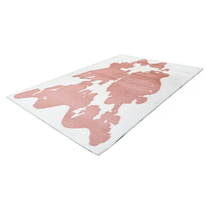 Kayoom Hochflorteppich Kuh - Rosa/Weiß, 230 x 160 cm, 100 % Polyester - Weißer Teppich mit abstraktem rosa Muster für ein modernes und stilvolles Ambiente in Ihrem Zuhause.