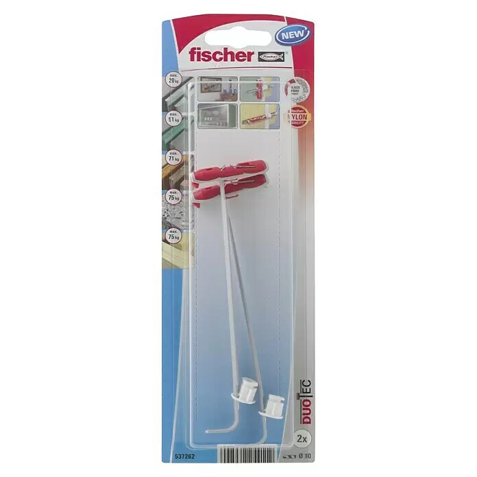 Fischer Duotec Kippdübel - Durchmesser Dübel: 10 mm, Länge Dübel: 50 mm, Gipskartonplatten, Ohne Schrauben/Haken, 2 Stk.