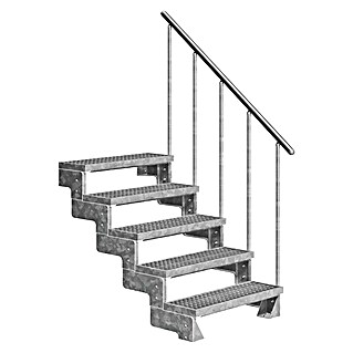 Dolle Außentreppe Gardentop Gitterrost (Breite: 80 cm, Anzahl Stufen: 5 Stk., Farbe Stufen: Silber, Geschosshöhe: 90 cm - 110 cm)