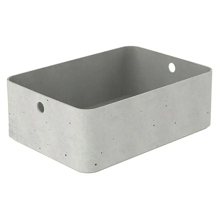 Curver Aufbewahrungsbox Beton M - L x B x H: 34 x 24 x 12 cm, Material: Kunststoff, Beton - Grauer Betonbehälter mit abgerundeten Ecken und seitlichen Griffen. Ideal zur Aufbewahrung und Dekoration im modernen Stil.
