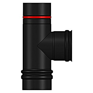 Pellet-T-Stück (Durchmesser: 80 mm, Edelstahl, Pulverbeschichtet, Schwarz)