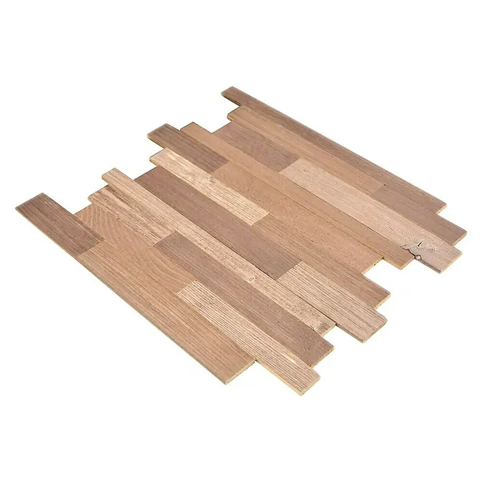Selbstklebemosaik Woodland SWM PW1 - 30 x 30 cm, Braun/Beige, Matt - Bild einer Holzparkettfliese in einem warmen Braunton, ideal für die Gestaltung von Innenräumen mit natürlicher Optik.