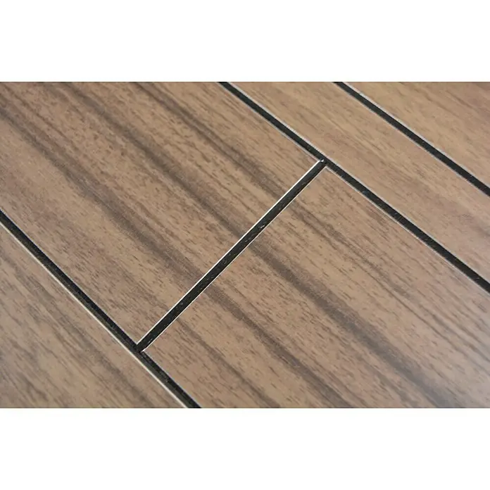 Selbstklebemosaik SAM 4GV52WDL - 30 x 30 cm, Braun, Matt - Nahaufnahme von Holzstrukturfliesen mit dunklen Fugen, die ein modernes und natürliches Aussehen vermitteln.
