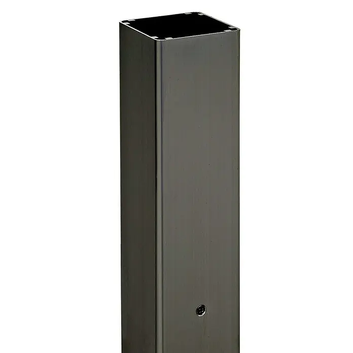 Zaunpfosten pulverbeschichtet - L x B x H: 6,8 x 6,8 x 195 cm, Anthrazit - Einzeldarstellung eines schwarzen Vierkantpfostens, ideal für Zäune und Geländer. Robust und witterungsbeständig.