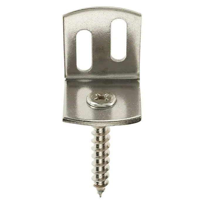 Flechtzaunhalter - Passend für: Sichtschutzelement Roma & Alicante, Edelstahl - Metallwinkel mit Schraube zur Befestigung von Gegenständen, ideal für Heimwerkerprojekte und Reparaturen.