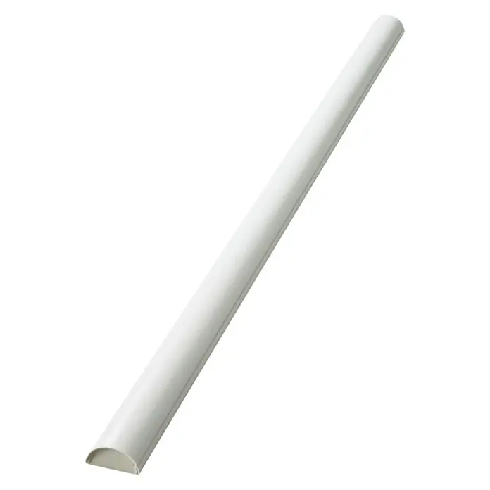 D-Line Kabelkanal Halbrund - 1 m, 50 x 25 mm, Weiß - Nahaufnahme eines weißen Kabelschutzes mit halbrunder Form, ideal zur diskreten Kabelführung im Innenbereich.
