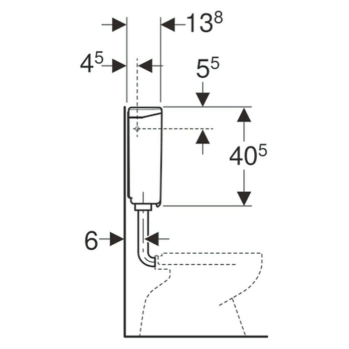 Geberit Spülkasten (Spülmenge: 3 - 6 l, Weiß, L x B x H: 41 x 13,8 x 40,5 cm)