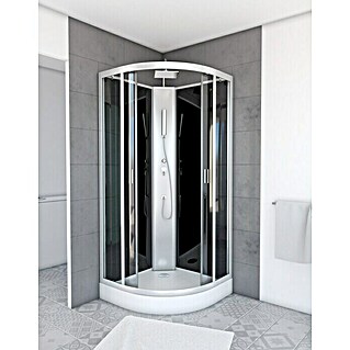 Cabina de ducha completa Pepper Mint (85 x 85 x 230 cm, Negro Gris Plata)