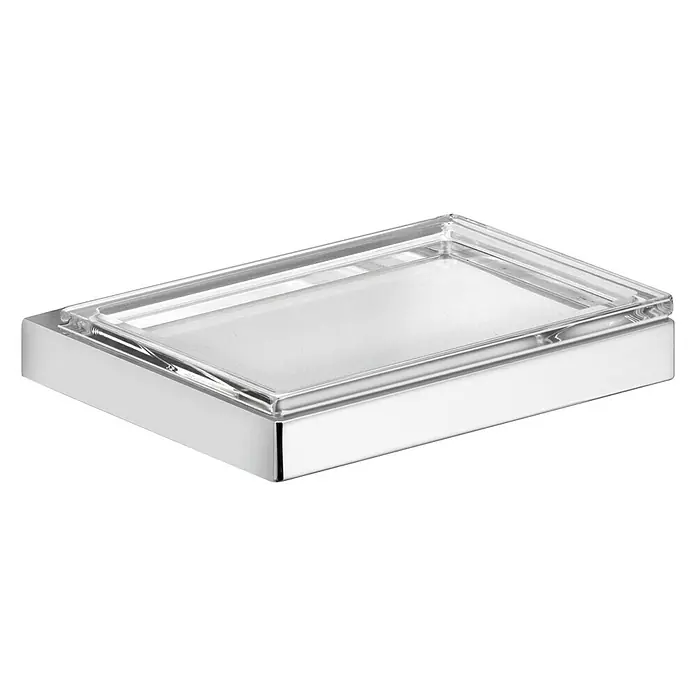 Keuco Edition 11 Seifenschale - Chrom, Glänzend - Rechteckige Seifenschale mit einem verchromten Sockel und einer transparenten Kunststoffoberfläche für Badezimmer oder Küche.