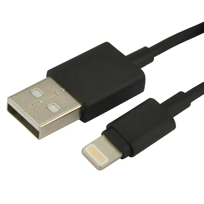 Cartrend USB-Ladekabel Lightning - Farbe: Schwarz, Länge: 1 m - Schwarzes USB-Kabel mit USB-A- und Lightning-Anschluss zum Aufladen und zur Datenübertragung von Apple-Geräten.