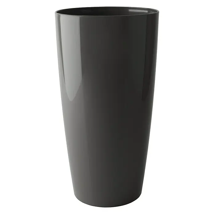 Artevasi Pflanzsäule rund Santorini - Außenmaß (Ø x H): 31,8 x 65 cm, Kunststoff, Anthrazit - Ein eleganter, hoher, anthrazitfarbener Pflanzkübel, ideal für stilvolle Innenraumbegrünung und modernes Design. Robuster Kunststoffeinsatz inklusive.