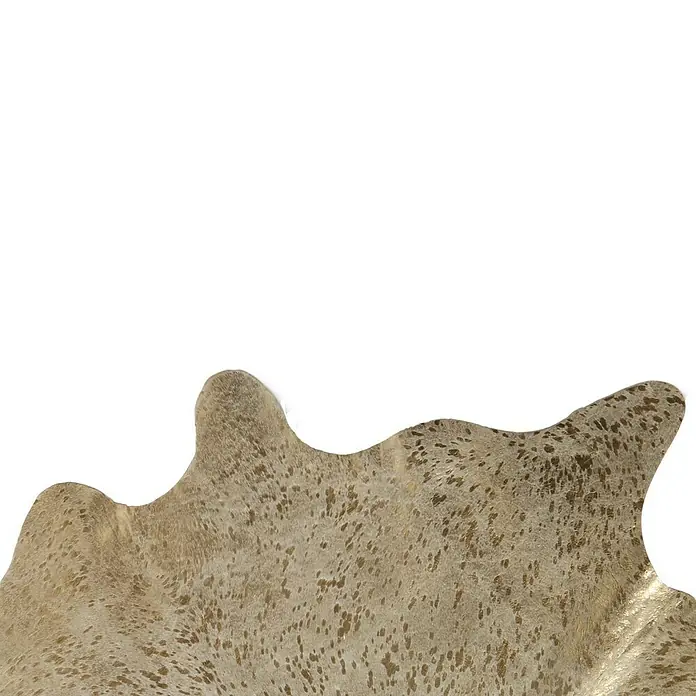 Esbeco Kuhfell Gefleckt - Gold, 100 % Echtfell - Nahaufnahme einer gemusterten Textur in Beige- und Goldtönen, die ein warmes und luxuriöses Gefühl vermittelt.