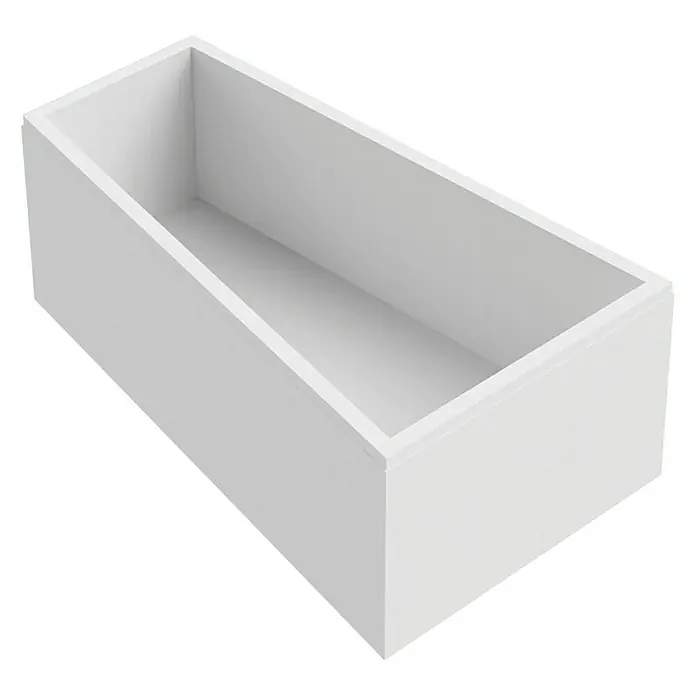 Ottofond Badewannenträger Cebu 1 A - Passend für: Badewanne Cebu 1A 170 x 100/65,5 x 50 cm - Leere, rechteckige, weiße Holzschale mit schlichtem Design. Ideal für Dekoration oder Aufbewahrung im Haushalt.