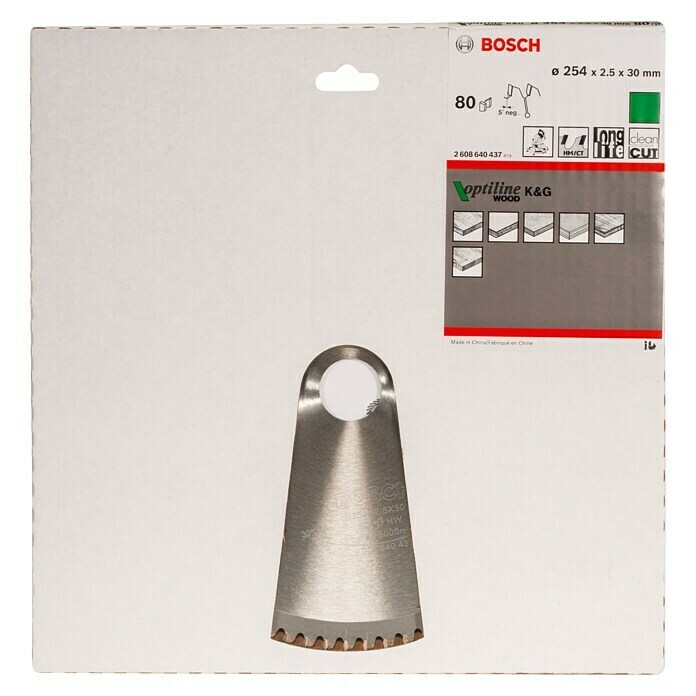 Bosch Cirkelzaagblad (Diameter: 254 mm, Boorgat: 30 mm, Aantal tanden: 80 tanden)