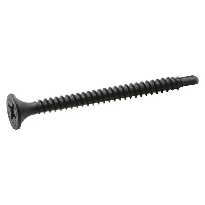 Placafix Tornillos de montaje rápido - Largo: 45 mm, Número de componentes: 1.000 ud., Diámetro cabeza: 3,5 mm - Tornillo negro para paneles de yeso con cabeza plana grande y punta afilada. Ideal para usar en paneles de yeso y otros materiales.