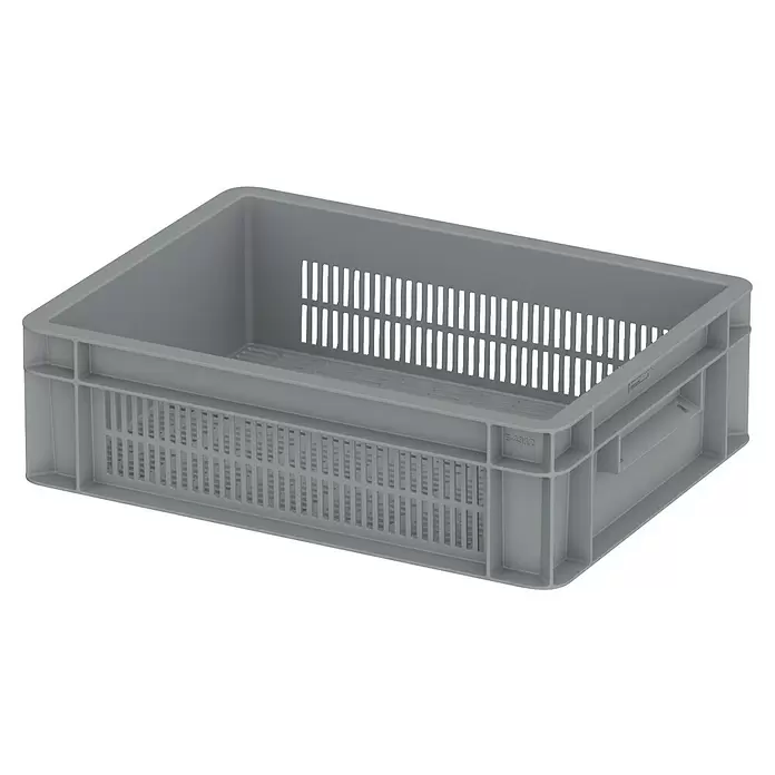 BAUHAUS Eurobox - 11 l, L x B x H: 30 x 40 x 12 cm, Grau, Offen - Graue, belüftete Kunststoff-Industriekiste.