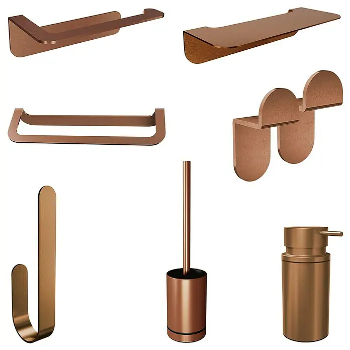 Camargue Antwerpen Ablage - Breite: 25 cm, Kupfer, Matt - Elegantes Badezimmer-Accessoire-Set in Kupferoptik. Handtuchhalter, Seifenspender, Toilettenbürste und mehr für ein stilvolles Bad.