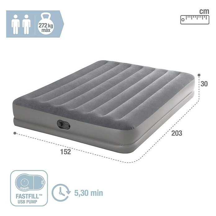 Intex Krevet na napuhavanje  (D x Š x V: 203 x 152 x 30 cm, Integrirana zračna pumpa) | BAUHAUS