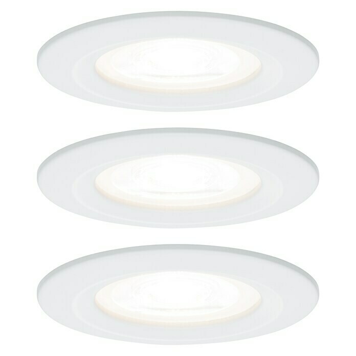 Paulmann LED-Einbauleuchten-Set Nova (6,5 W, Weiß, Durchmesser: 7,8 cm, 3 Stk., IP44)