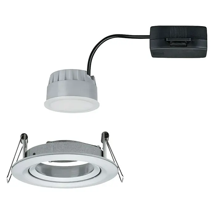 Paulmann LED-Einbauleuchte Nova - 6,5 W, Aluminium, Warmweiß, Leuchtenkopf beweglich - Einbaustrahler mit LED-Licht und weißer Blende. Ideal für Deckenmontage in Innenräumen, mit Treiber und flexibler Installation.