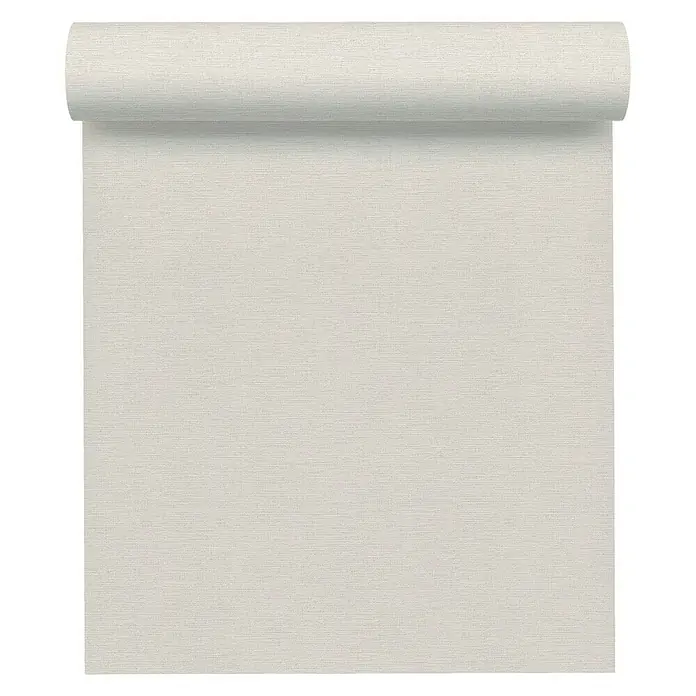 A.S. Création Ethnic Origin Vliestapete I - Hellgrau, Uni, 10,05 x 0,53 m - Nahaufnahme einer Rolle mit stilvoller, hellgrauer Textiltapete, ideal für moderne Innenräume und zur individuellen Wandgestaltung.