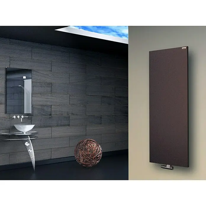 Szagato Designheizkörper Manhattan 2 - B x H: 470 x 1.200 mm, Wärmeleistung bei Vorlauftemperatur von 75 °C (D: 50): 799 W, Braun, Ohne Handtuchhalter - Stilvoller brauner Heizkörper im modernen Badezimmer. Eleganter Heizkörper als Blickfang im Raum.