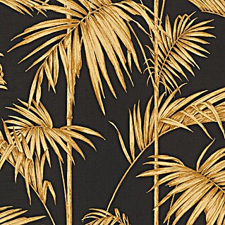A.S. Création Metropolitan Stories Vliestapete Gräser (Schwarz/Gold, Floral, 10,05 x 0,53 m)