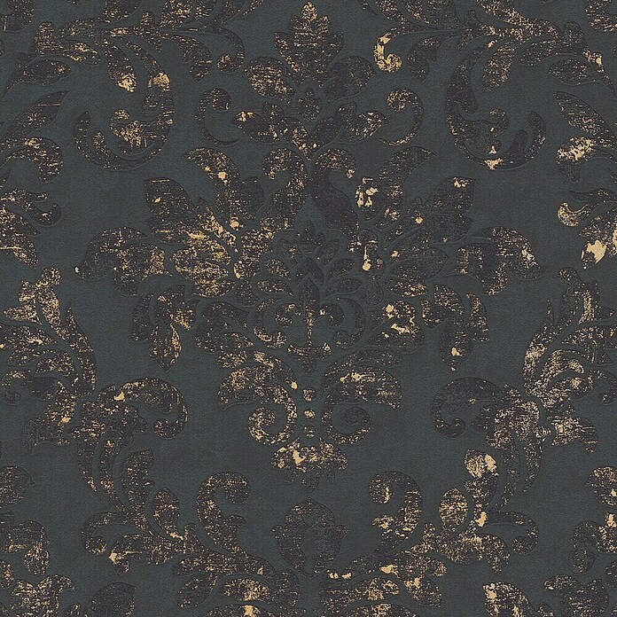 AS Creation Neue Bude 2.0 ED II Vliestapete Damask (Schwarz/Gold, Ornament, 10,05 x 0,53 m)