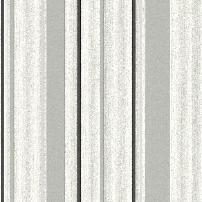 Rasch Rock'n Rolle Vliestapete Stripes (Weiß/Grau/Schwarz, Streifen, 10,05 x 0,53 m)