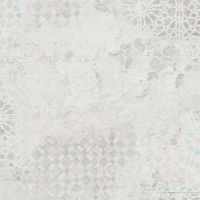 A.S. Création Metropolitan Stories II Vliestapete Fliese Vintage - Creme, Fliesenoptik, 10,05 x 0,53 m - Detailaufnahme einer hellen, strukturierten Tapete mit subtilen geometrischen Mustern für ein elegantes Raumambiente.