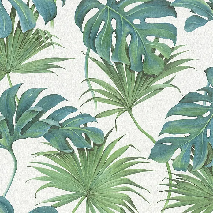 SCHÖNER WOHNEN-Kollektion New Spirit Vliestapete Fensterblatt - Grün/Weiß, Floral, 10,05 x 0,53 m - Elegantes tropisches Pflanzenmuster-Design. Perfekt für eine stilvolle Wandgestaltung, die jedem Raum einen Hauch von Natur verleiht.